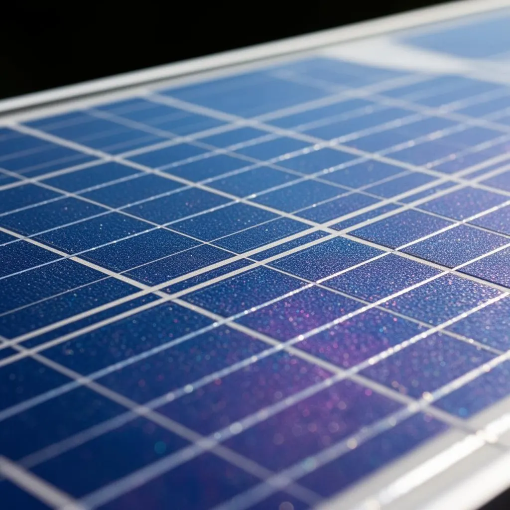 Close-up de célula fotovoltaica de silício